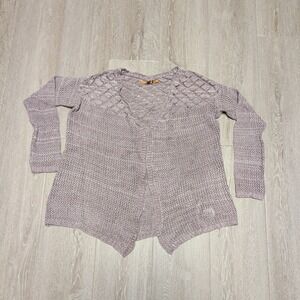 Beldini Womens‎ Large Purple Mauve Open Front Pointelle Knit Cardigan Sweater